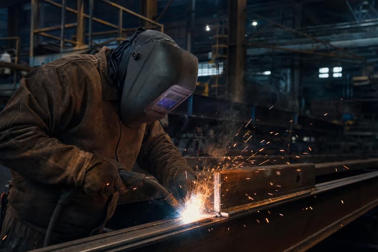 Welder in a steel workshop